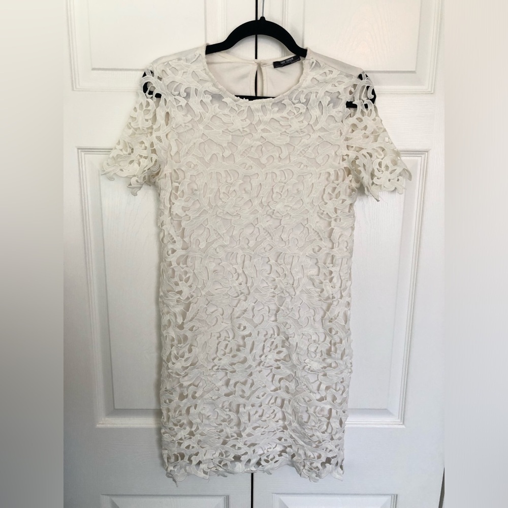 White Lace Overlay Zara Trafaaluc Dress Size US S
